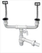 Styron Ktmedencs mosogat braszifon, + 2 leereszt + 2 tlfoly + mosogp csatlakoz, 40 mm STY-539-1