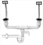 Styron Ktmedencs mosogat csszifon, + 2 leereszt + 2 tlfoly + mosogp csatlakoz, 40 mm STY-639-1